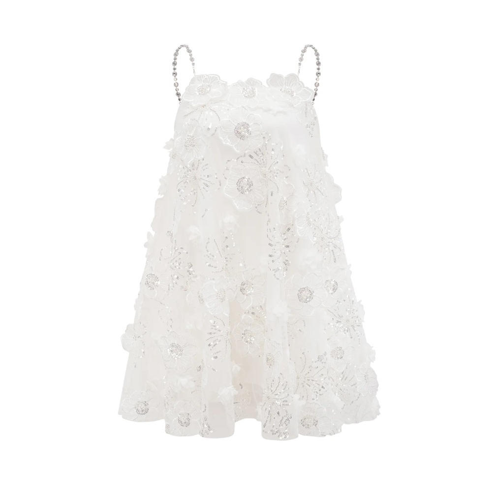 Suzette crystal-embellished floral mini dress